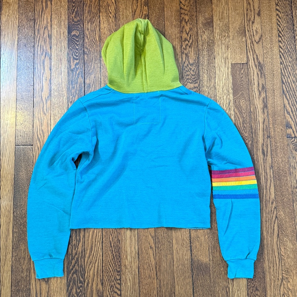 Aviator Nation Cropped Hoodie, EUC, Large, Blue and Green - Picture 4 of 4